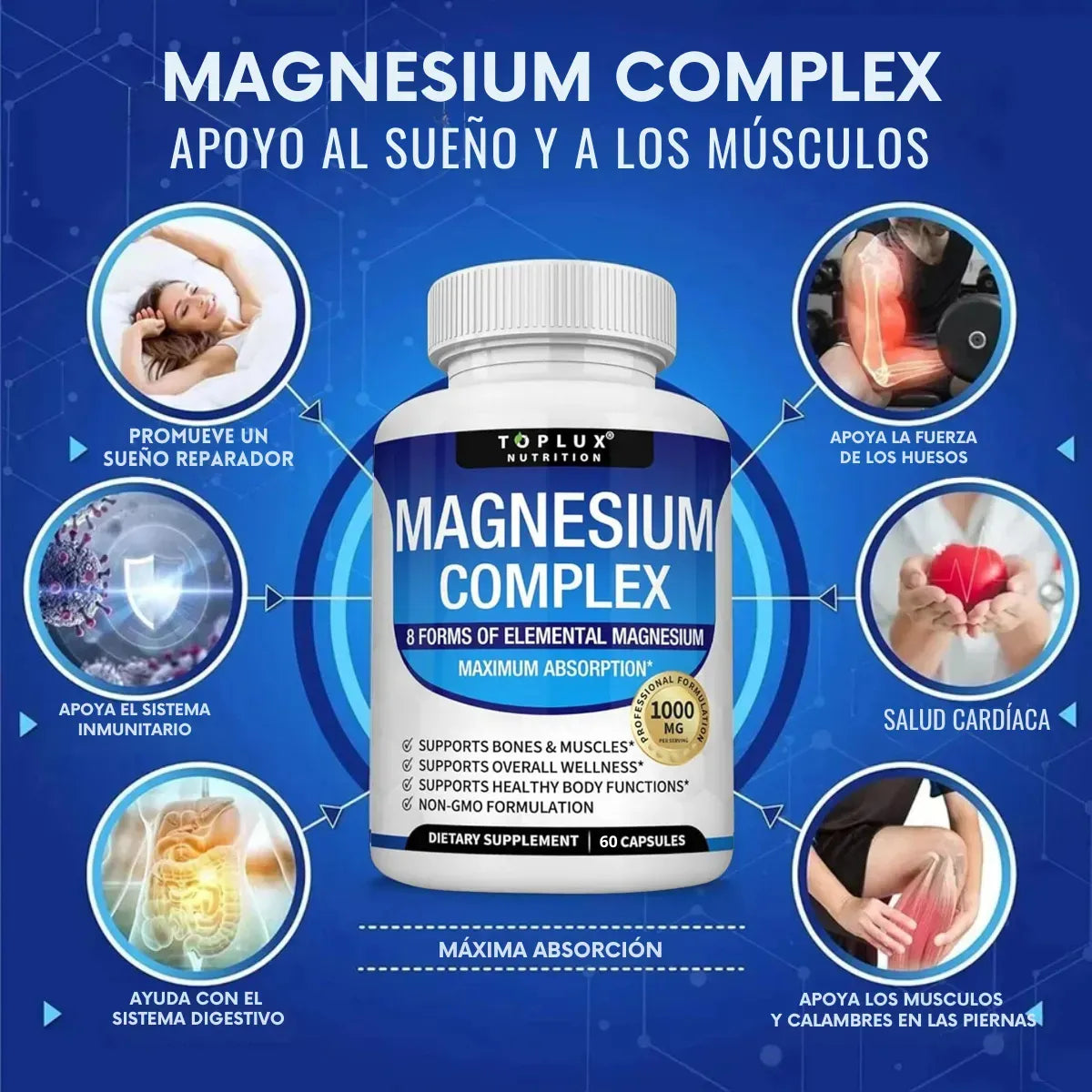Magnesium Complex Toplux 1000mg 90 Cápsulas